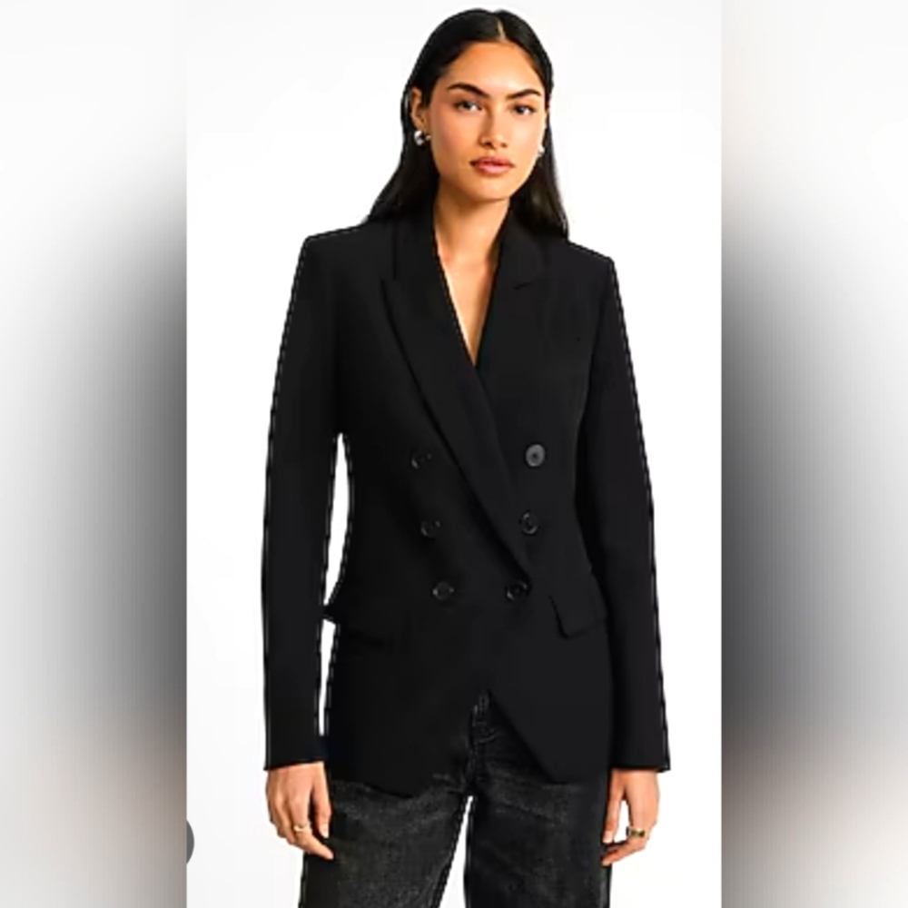 LIKE New Express Women's Black Double-Breasted Blazer